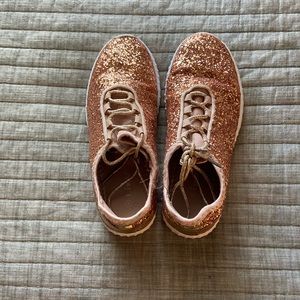 glittery rose gold tennis shoes